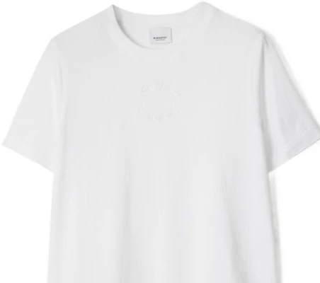 (W) Burberry Putih Kaos Bordir Logo Leher Bulat T-Shirt SS23. 80691091 Details for (W) Burberry Putih Kaos Bordir Logo Leher Bulat T-Shirt SS23. 80691091