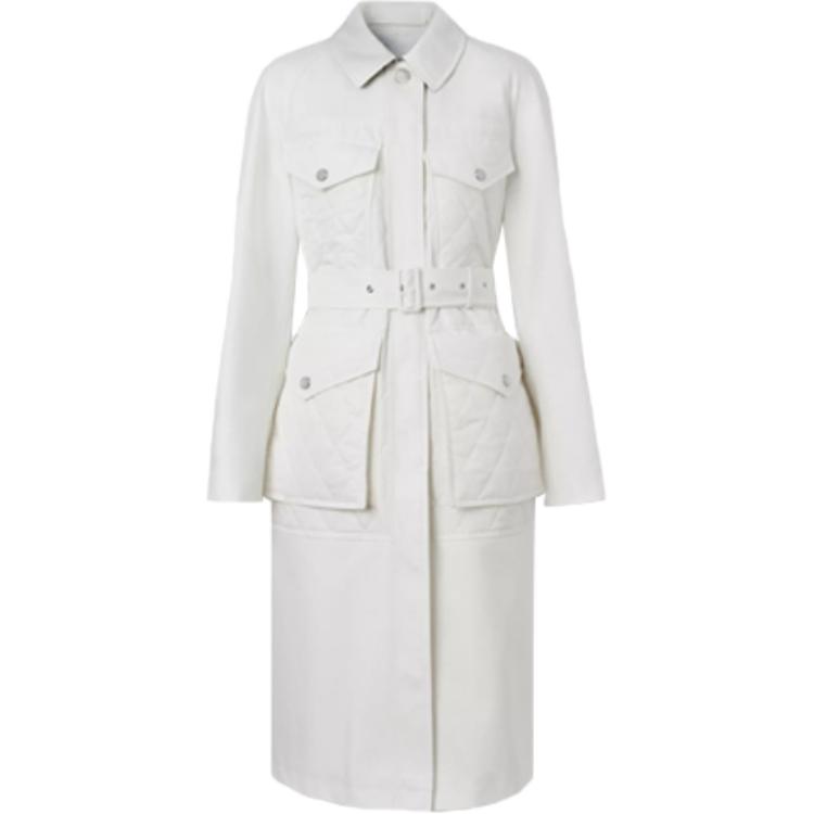 (Women) Burberry White Quilted Panel Cotton Trench Coat 80369871