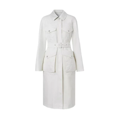 (Women) Burberry White Quilted Panel Cotton Trench Coat 80369871