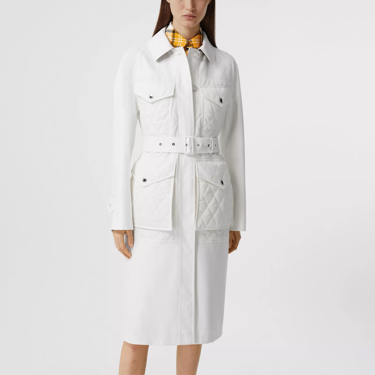 (Women) Burberry White Quilted Panel Cotton Trench Coat 80369871 圖 4