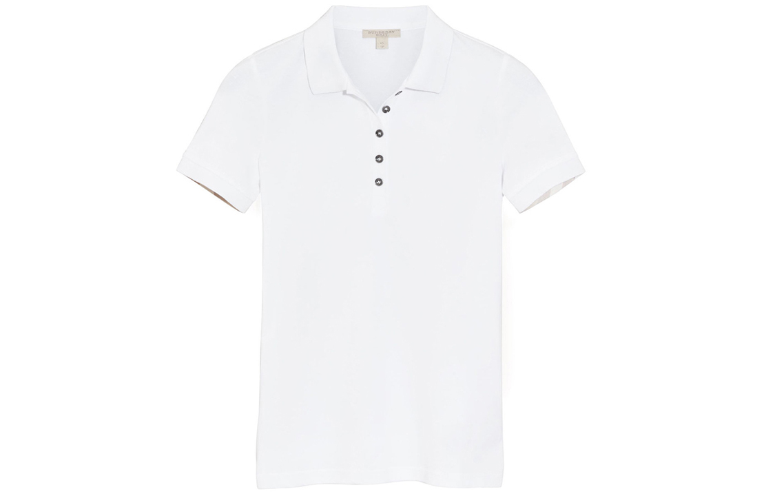 (Women) Burberry White Short Sleeve Polo with Piqué Trim 40016601