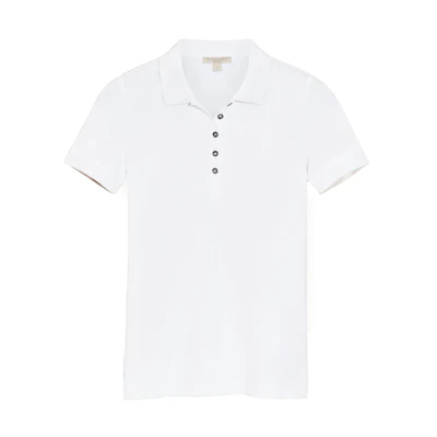 (Women) Burberry White Short Sleeve Polo with Piqué Trim 40016601