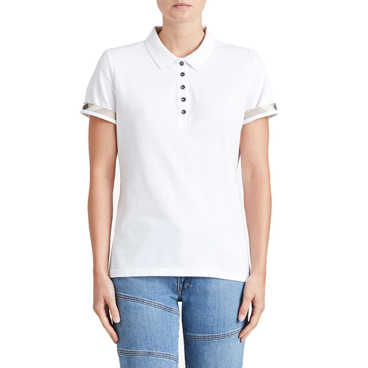 (Women) Burberry White Short Sleeve Polo with Piqué Trim 40016601 圖 4