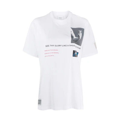 (Women) Burberry White Short Sleeve T-Shirt with Letter Print Design. 80246561