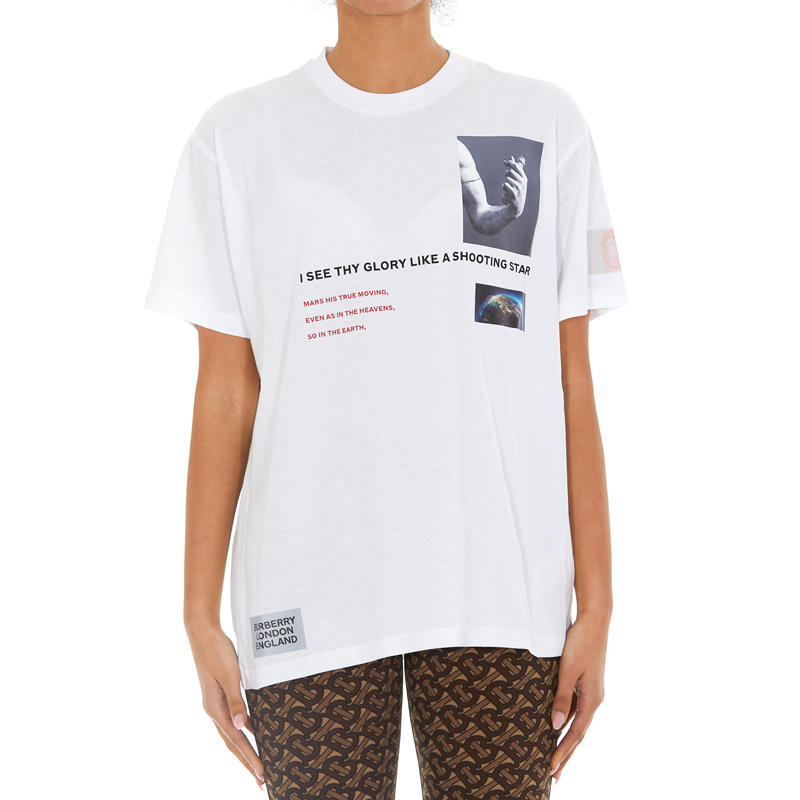 (Women) Burberry White Short Sleeve T-Shirt with Letter Print Design. 80246561 圖 3