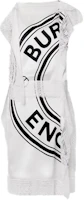 (Women) Burberry White Silk Sleeveless Dress with Lace Details and Logo Pattern 45678241 (Women) Burberry White Silk Sleeveless Dress with Lace Details and Logo Pattern 45678241