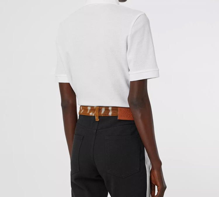 (Women) Burberry White Solid Button-Closure Short Sleeve Polo Shirt 80171531 圖 4