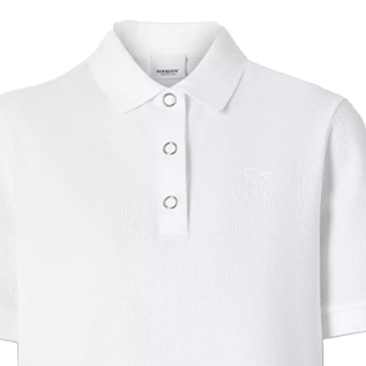 (Women) Burberry White Solid Button-Closure Short Sleeve Polo Shirt 80171531 圖 6