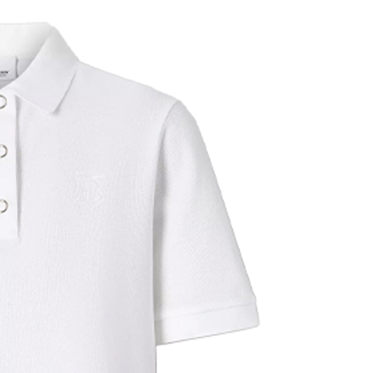 (Women) Burberry White Solid Button-Closure Short Sleeve Polo Shirt 80171531 圖 7