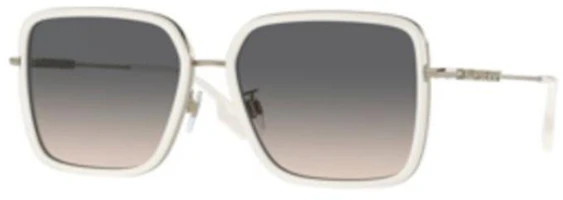 (Women) Burberry White Square Sunglasses with Engraved Temples 0BE3145D1109G958 (Women) Burberry White Square Sunglasses with Engraved Temples 0BE3145D1109G958