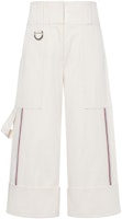 (Women) Burberry White Wide-Leg Cropped Casual Pants with Striped Detail. 80012531 (Women) Burberry White Wide-Leg Cropped Casual Pants with Striped Detail. 80012531