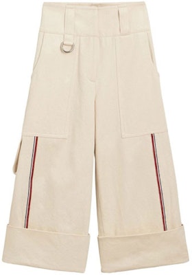 (W) Pantalones Burberry Blancos Anchos Cortos con Detalle de Rayas Casual. 80012531 Order (W) Pantalones Burberry Blancos Anchos Cortos con Detalle de Rayas Casual. 80012531