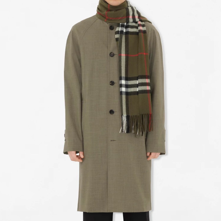 (Women) Burberry Wide Check Cashmere Scarf for Women Green 80910171 圖 5