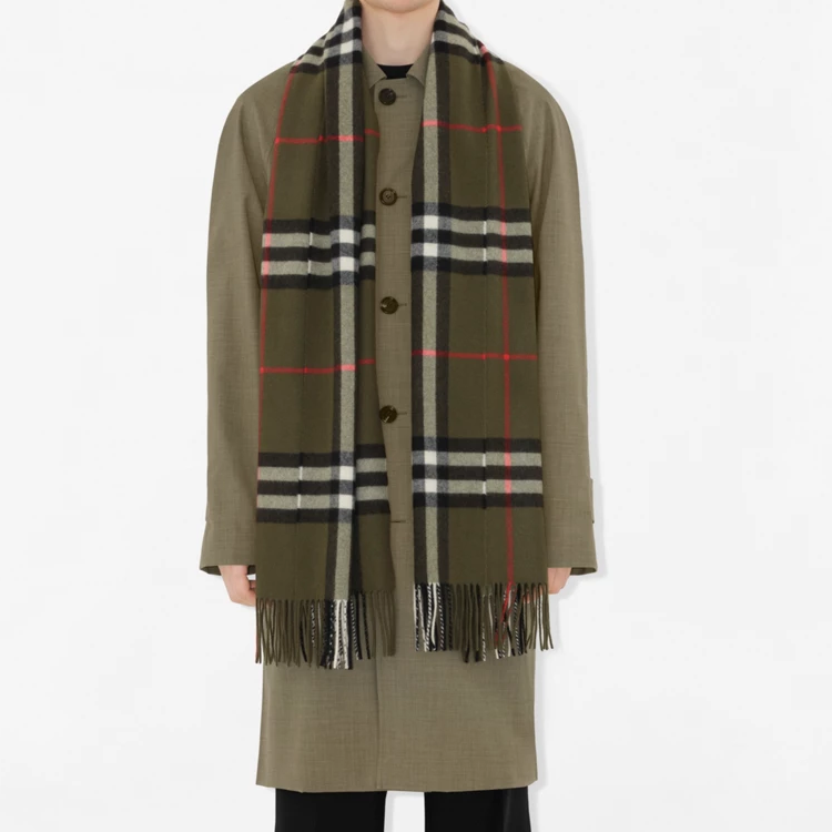 (Women) Burberry Wide Check Cashmere Scarf for Women Green 80910171 圖 6