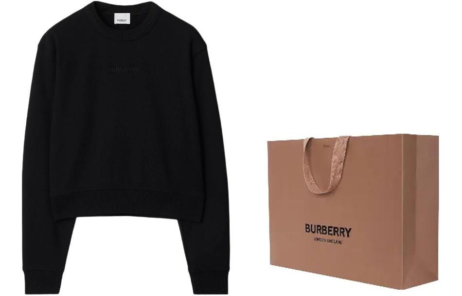 Shop (W) バーバリー レディース ブラック ロゴ 刺繍 スウェットシャツ. 80843881