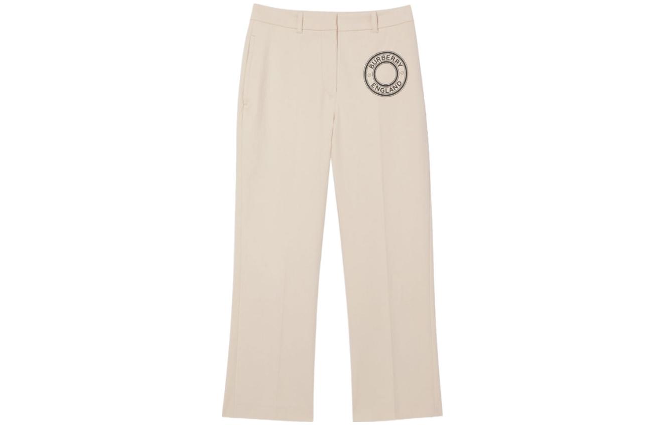 (Women) Burberry Women’s Elastic Straight Pants with Logo, Cream Color. 80266321