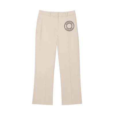 (Women) Burberry Women’s Elastic Straight Pants with Logo, Cream Color. 80266321