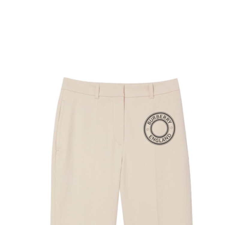 (Women) Burberry Women’s Elastic Straight Pants with Logo, Cream Color. 80266321 圖 5