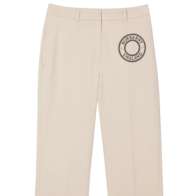 (Women) Burberry Women’s Elastic Straight Pants with Logo, Cream Color. 80266321 圖 6