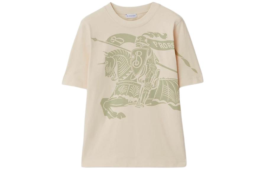 (Women) Burberry Women’s Equestrian Knight Print Crewneck T-Shirt White 80907881