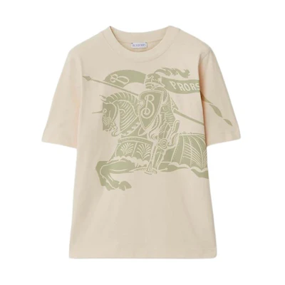 (Women) Burberry Women’s Equestrian Knight Print Crewneck T-Shirt White 80907881