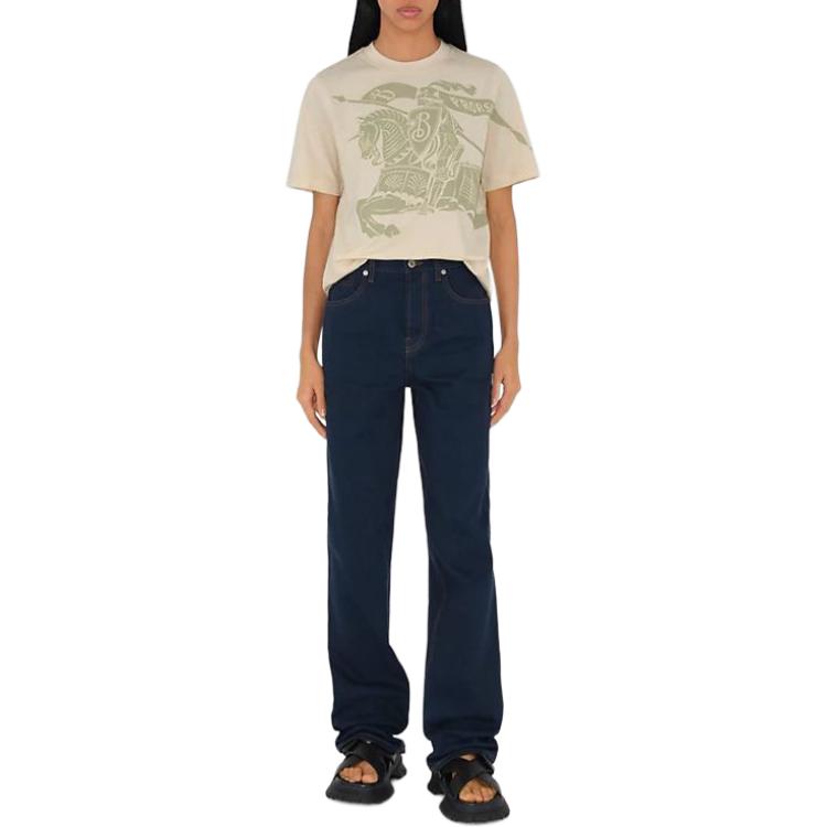 (Women) Burberry Women’s Equestrian Knight Print Crewneck T-Shirt White 80907881 圖 5