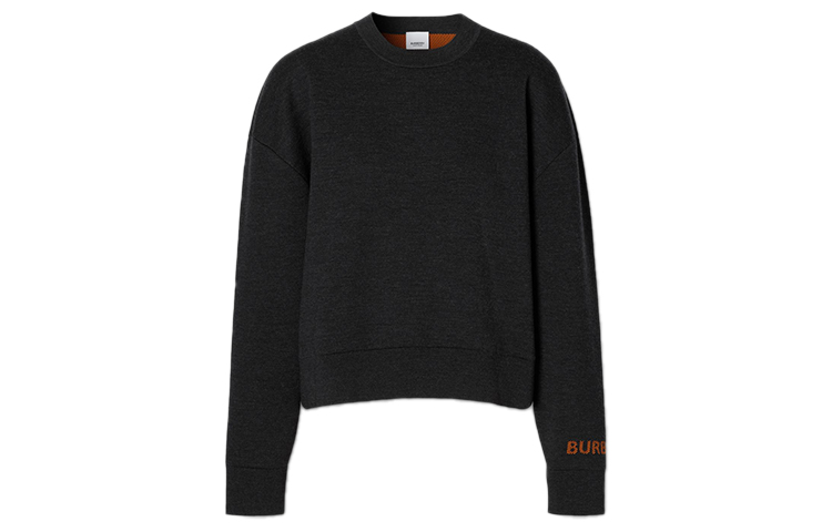 (Women) Burberry Women’s Logo Merino Wool Knit Sweater Gray 80331991