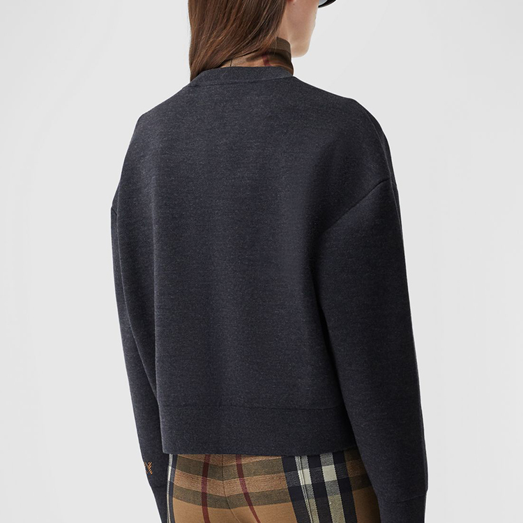 (Women) Burberry Women’s Logo Merino Wool Knit Sweater Gray 80331991 圖 4