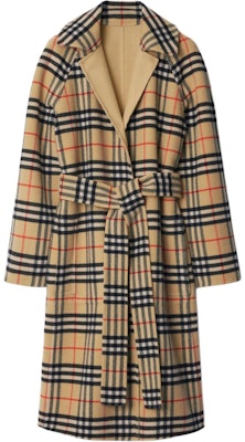 (W) Mantel Panjang Wanita Burberry Dua Sisi dengan Motif Kotak dan Ikat, Beige. 80938251 Shop (W) Mantel Panjang Wanita Burberry Dua Sisi dengan Motif Kotak dan Ikat, Beige. 80938251