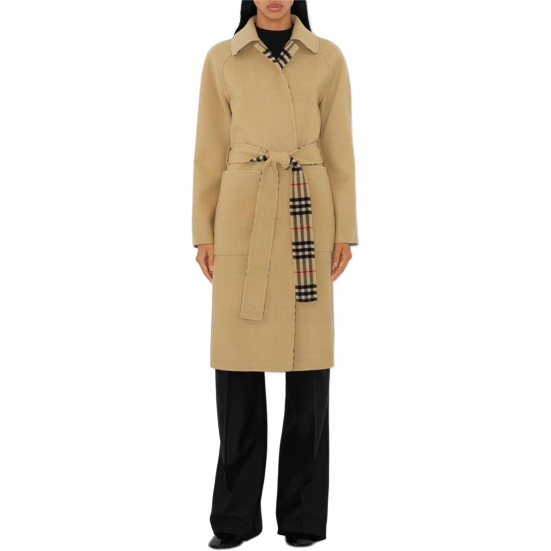 Purchase (W) Mantel Panjang Wanita Burberry Dua Sisi dengan Motif Kotak dan Ikat, Beige. 80938251