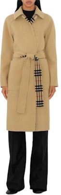 (W) Mantel Panjang Wanita Burberry Dua Sisi dengan Motif Kotak dan Ikat, Beige. 80938251 Purchase (W) Mantel Panjang Wanita Burberry Dua Sisi dengan Motif Kotak dan Ikat, Beige. 80938251