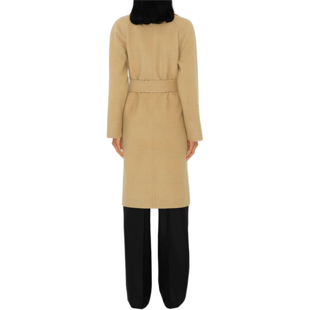 Details for (W) Mantel Panjang Wanita Burberry Dua Sisi dengan Motif Kotak dan Ikat, Beige. 80938251