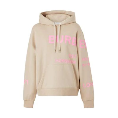 (Women) Burberry Women’s Printed Cotton Oversized Hoodie in Soft Beige. 80546571
