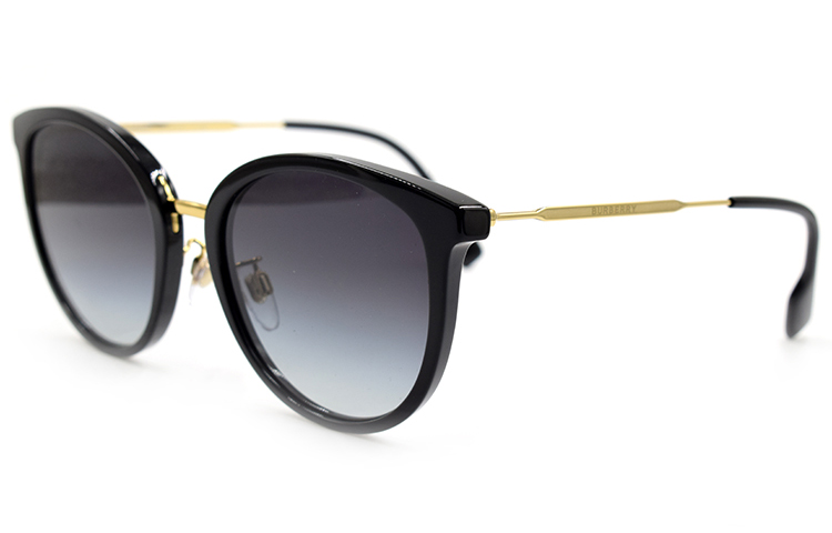 (Women) Burberry Women’s Round Sunglasses Black-Gold Multicolor Collection 4289D-3001-8G
