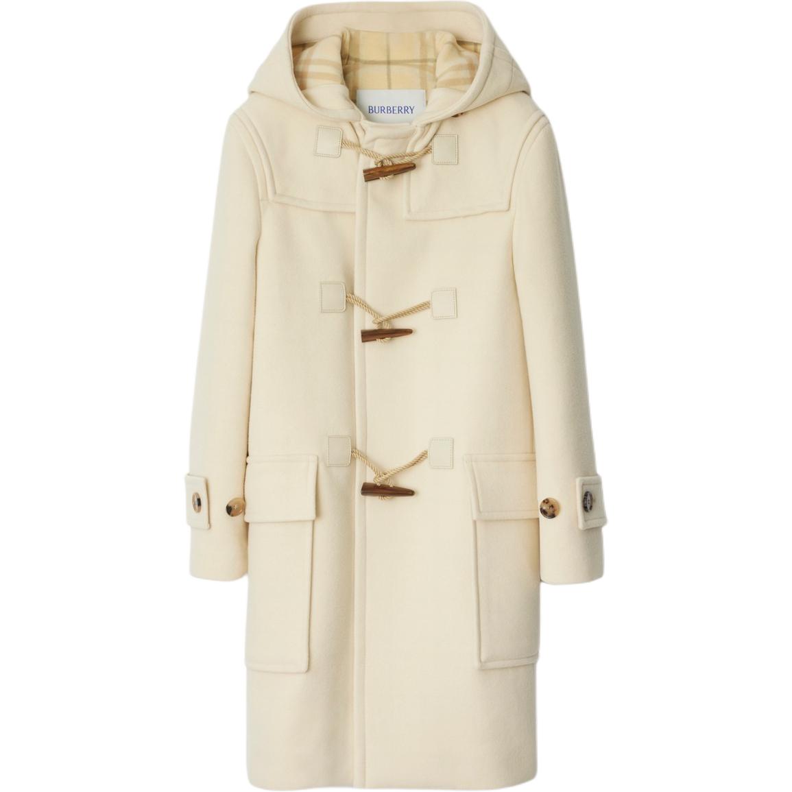 (Women) Burberry Wool-Cashmere Toggle Coat Beige Check Pattern. 80985761