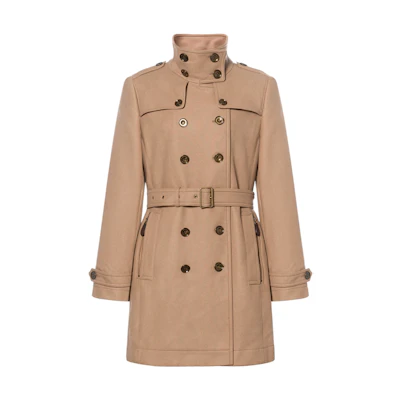 (Women) Burberry Wool Blend Double Breasted Long Coat for Women Camel Color 39761351