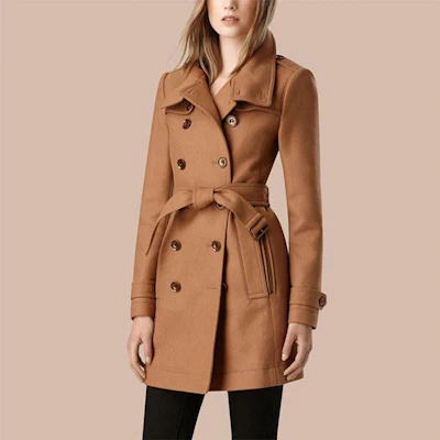 (Women) Burberry Wool Blend Double Breasted Long Coat for Women Camel Color 39761351 Lookbook (Women) Burberry Wool Blend Double Breasted Long Coat for Women Camel Color 39761351
