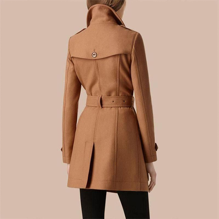 (Women) Burberry Wool Blend Double Breasted Long Coat for Women Camel Color 39761351 圖 4