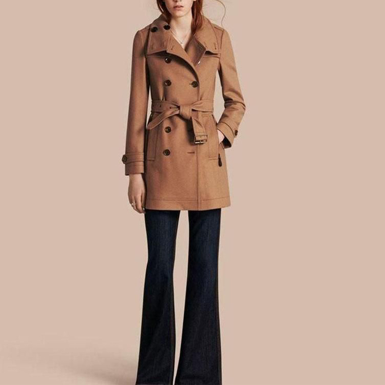 (Women) Burberry Wool Blend Double Breasted Long Coat for Women Camel Color 39761351 圖 5