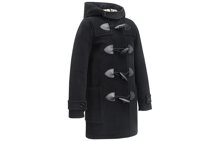 Purchase (W) 博柏利羊毛双排扣黑色大衣 80218851