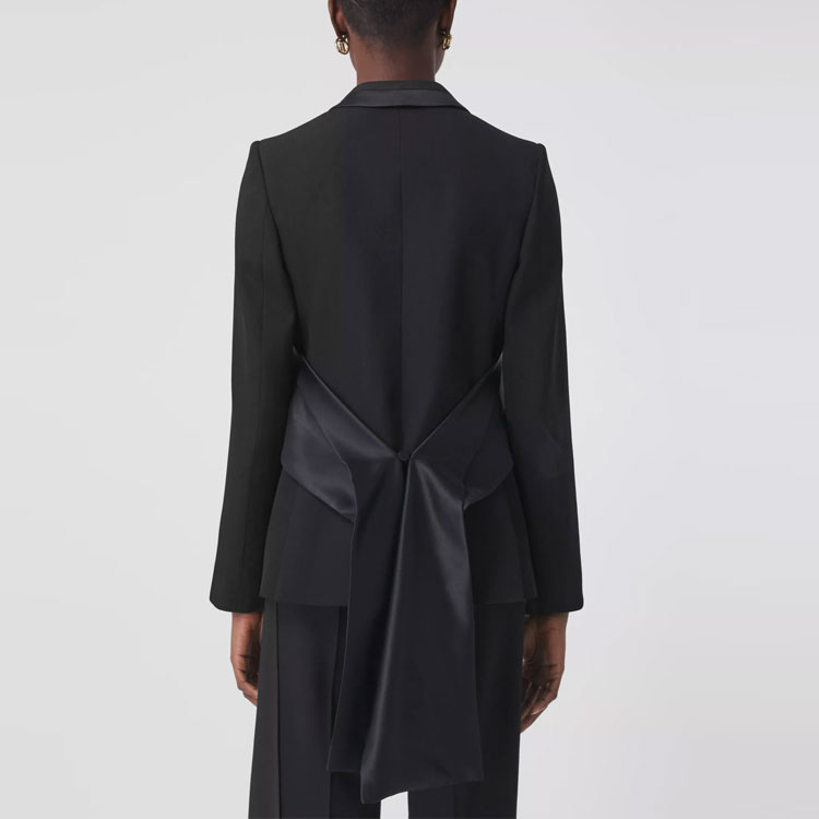 Shop (Women) Burberry Wool Evening Blazer with Satin Details - Black. 80411011