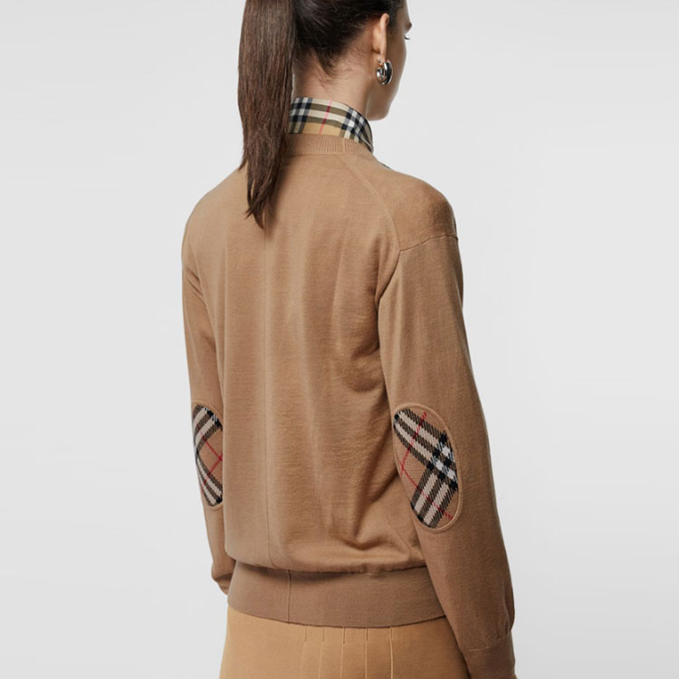 (Women) Burberry Wool Knit V-Neck Cardigan Sweater in Camel Color. 80079751 圖 5