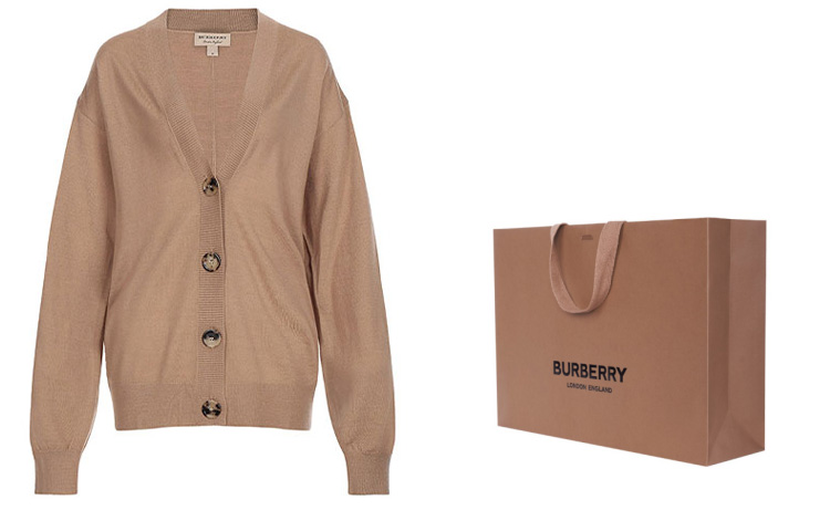 (Women) Burberry Wool Knit V-Neck Cardigan Sweater in Camel Color. 80079751 圖 7