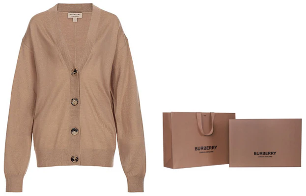 (W) Cárdigan de Punto de Lana con Cuello en V Burberry en Color Camel. 80079751 Cheap (W) Cárdigan de Punto de Lana con Cuello en V Burberry en Color Camel. 80079751