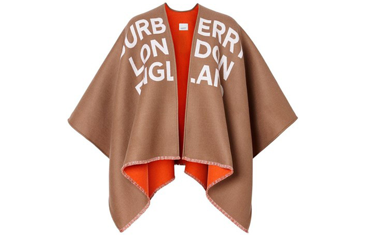 Order (Women) Burberry Wool Logo Caper Shawl FW19 Brown 80156451