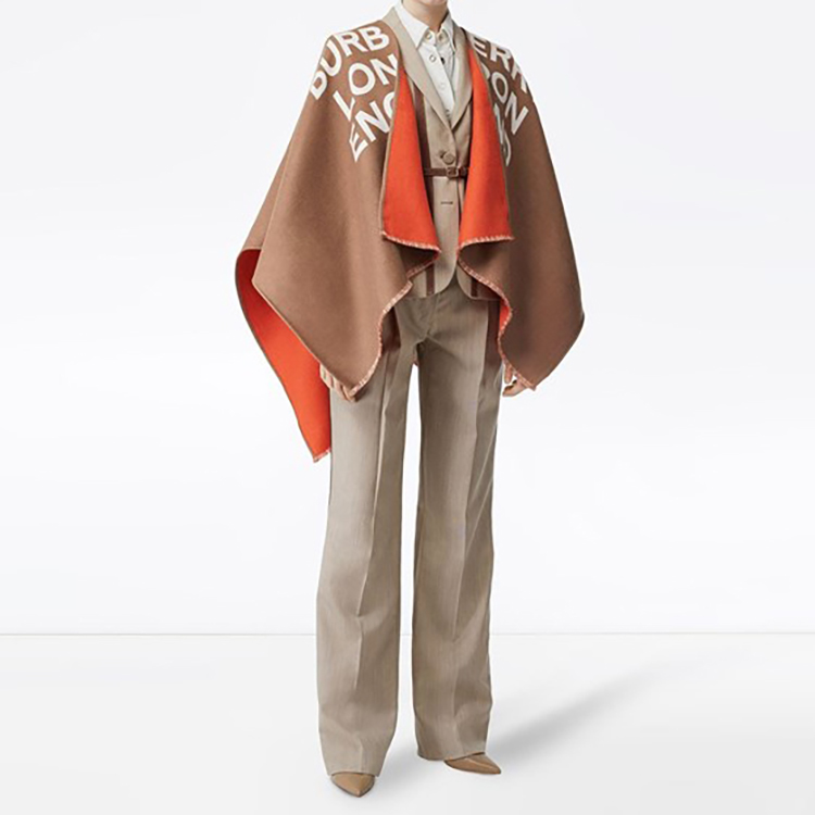 Purchase (Women) Burberry Wool Logo Caper Shawl FW19 Brown 80156451