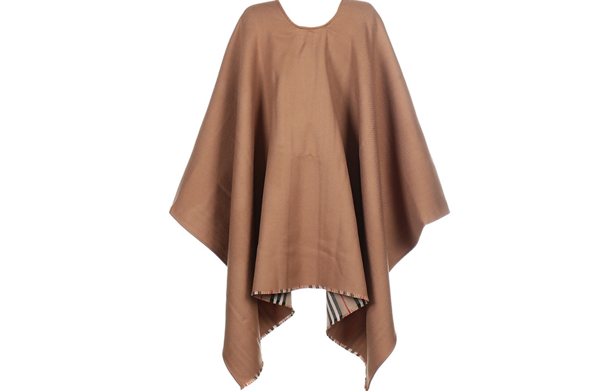 Lookbook (Women) Burberry Wool Shawl with Logo Stripe, , Flaxseed Color FW20 80156541