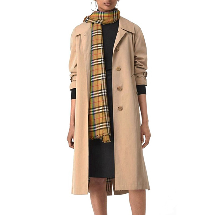 (Women) Burberry Yellow Checkered Silk Scarf 4078275 圖 5