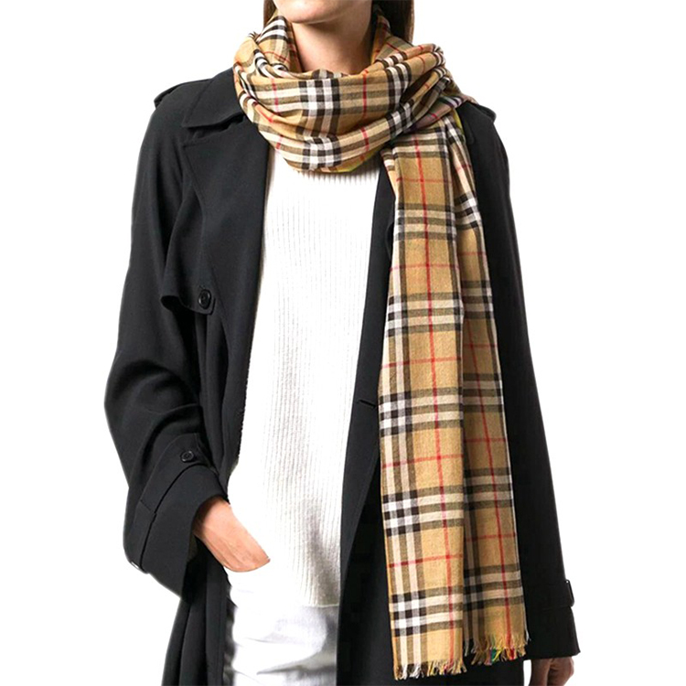 (Women) Burberry Yellow Checkered Silk Scarf 4078275 圖 6