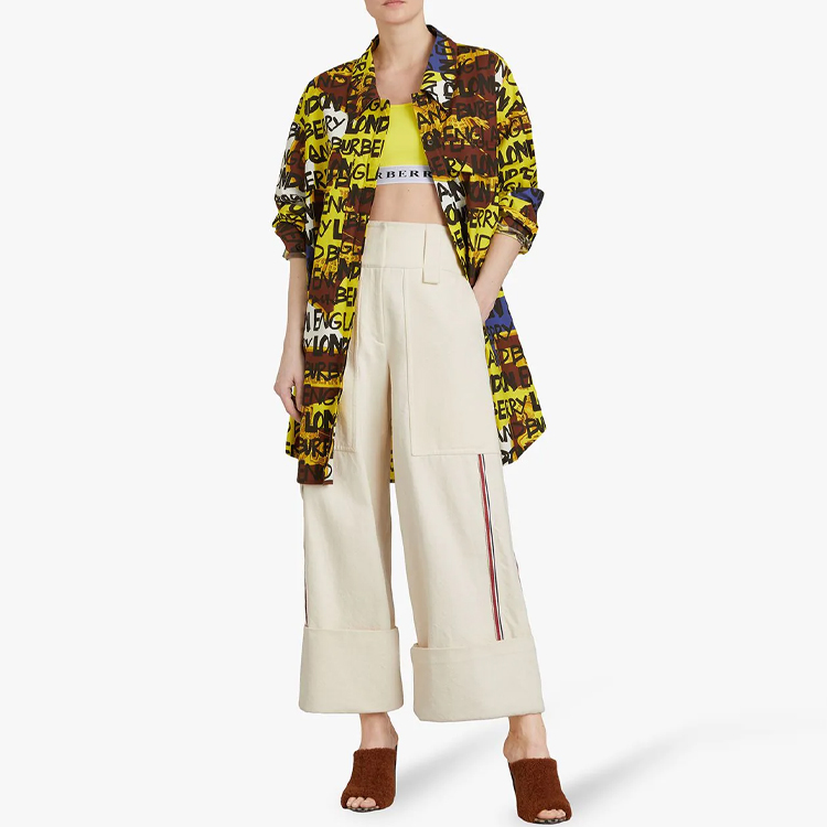 Lookbook (W) Burberry Top Deportivo Amarillo con Logo y Diseño Patchwork. 80015791